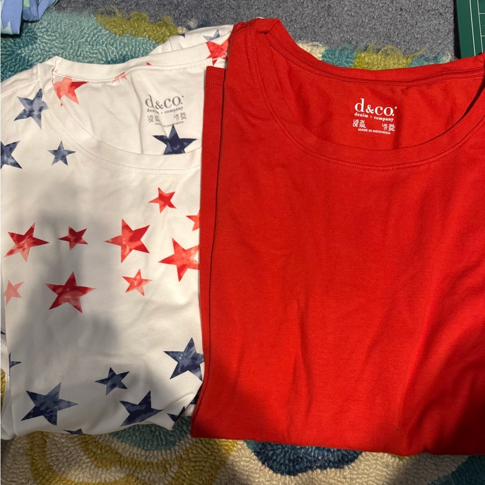 D&Co Red and Star Print T-Shirts